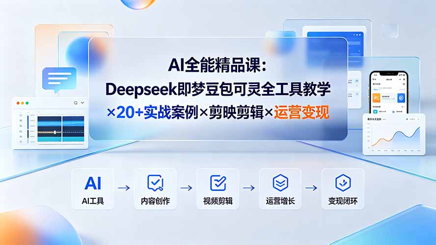 （19278期）AI全能精品课：Deepseek即梦豆包可灵全工具教学×20+实战案例×剪映剪辑×运营变现-赛德副业库