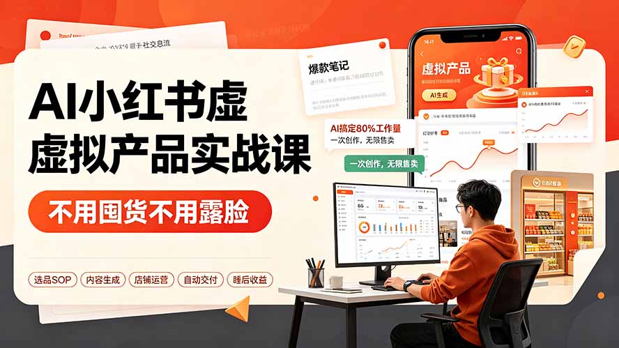(19314期)AI小红书虚拟产品实战课-更新:不用囤货不用露脸,AI搞定80%工作量,一次创作无限售卖睡后收益-赛德副业库