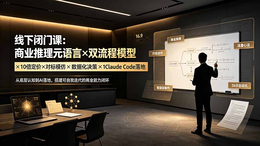 （19381期）线下闭门课：商业推理元语言×双流程模型×10倍定价×对标模仿×数据化决策×Claude Code落地，击穿认知盲区-赛德副业库