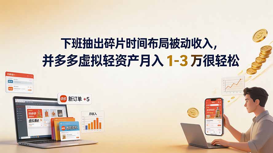 （19573期）下班抽出碎片时间布局被动收入，拼多多虚拟轻资产月入 1-3 万很轻松-赛德副业库