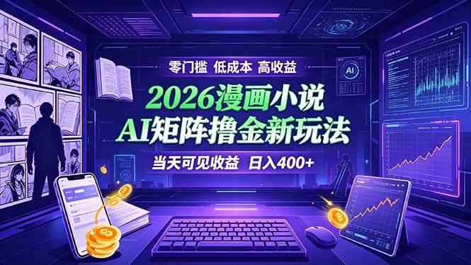 （19219期）爆款小说漫画大阅读    ai矩阵操作    当天可见收益  日入400+    零门槛    高收益-赛德副业库