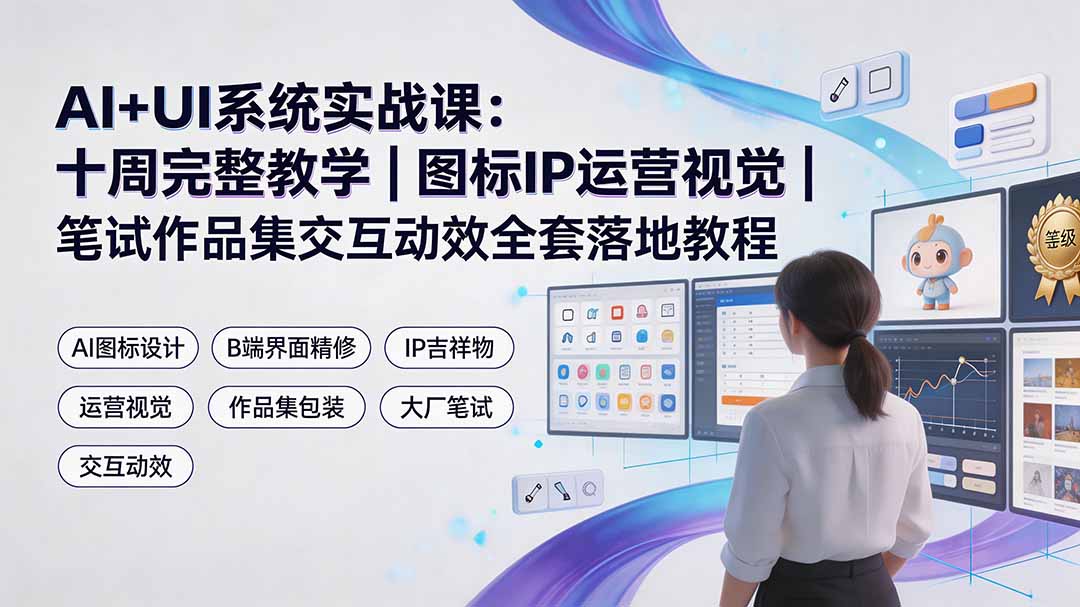 （19378期）AI+UI系统实战课：十周完整教学｜图标IP运营视觉｜笔试作品集交互动效全套落地教程-赛德副业库