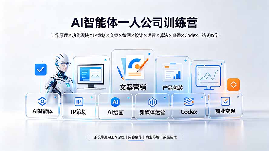 (19502期)AI智能体一人公司训练营:工作原理×功能模块×IP策划×文案×绘画×设计×运营×算法×直播×Codex一站式教学-赛德副业库