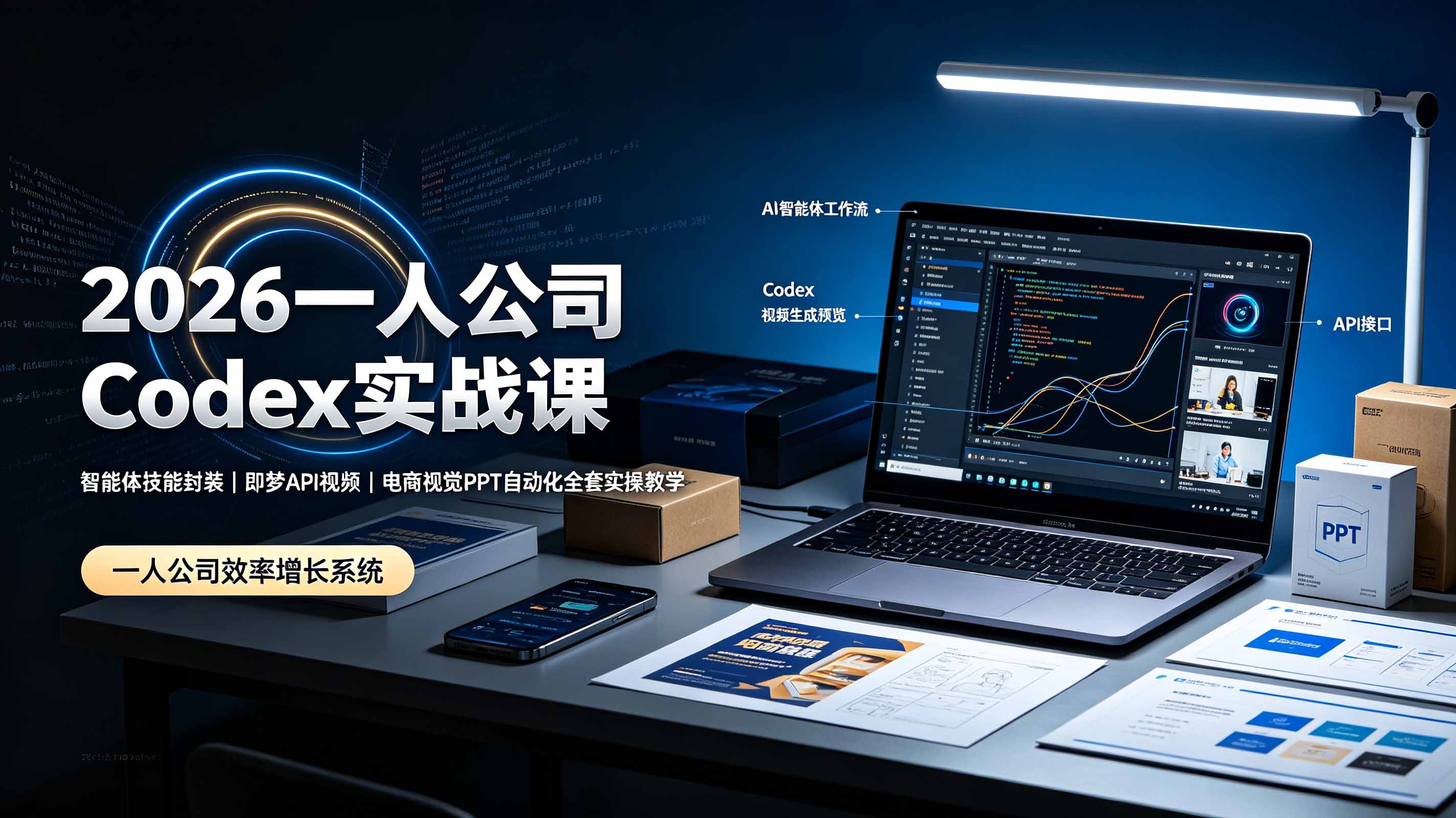 (19503期)2026一人公司Codex实战课◆智能体技能封装|即梦API视频|电商视觉PPT自动化全套实操教学-赛德副业库