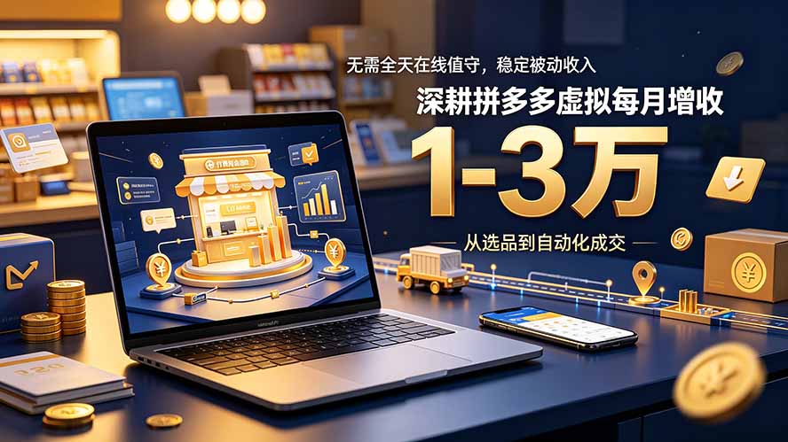 （19326期）无需全天在线值守，稳定被动收入，深耕拼多多虚拟每月增收 1-3 万-赛德副业库
