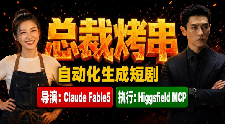 Claude Fable5担任导演+Higgsfield MCP落地执行｜《总裁烤串》真人质感短剧全自动AI生成全流程教学-赛德副业库