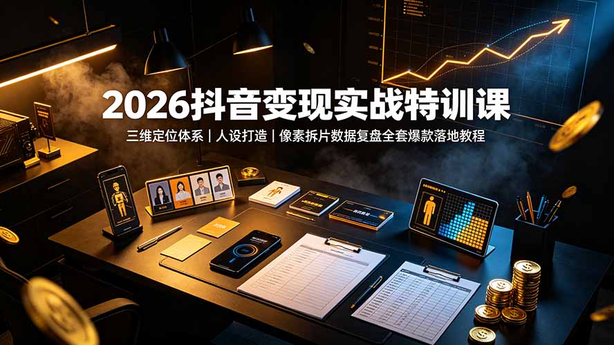 (19419期)2026抖音变现实战特训课:三维定位体系|人设打造|像素拆片数据复盘全套爆款落地教程-赛德副业库