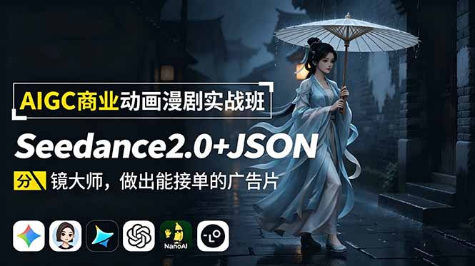 （19350期）AIGC商业动画漫剧实战班-更新：Seedance2.0+JSON分镜大师，做出能接单的广告片-赛德副业库