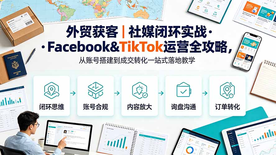 （19526期）外贸获客｜社媒闭环实战·Facebook&TikTok运营全攻略，从账号搭建到成交转化一站式落地教学-赛德副业库