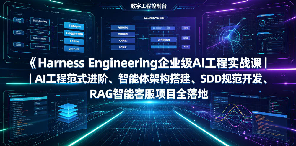 Harness Engineering企业级AI工程实战课｜AI工程范式进阶、智能体架构搭建、SDD规范开发、RAG智能客服项目全落地-赛德副业库