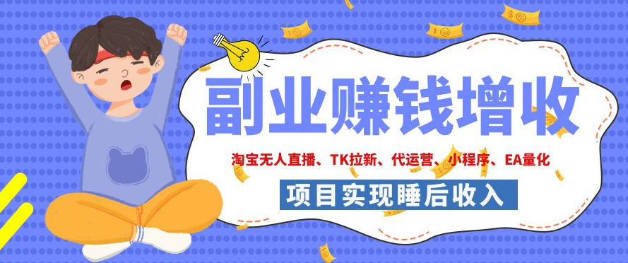2026年多个真实落地副业项目，手把手带你搭建被动收入管道（淘宝无人直播、海外TK拉新、CSGO饰品交易、去水印小程序等）【揭秘】-赛德副业库