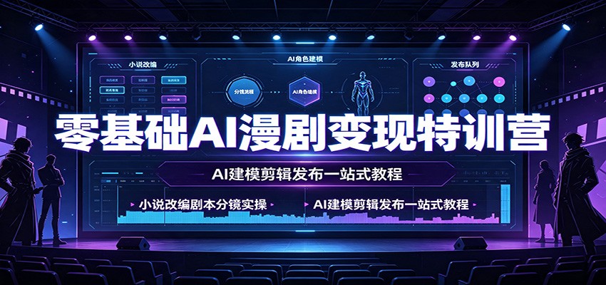 零基础AI漫剧变现特训营：小说改编剧本分镜实操，AI建模剪辑发布一站式教程-赛德副业库