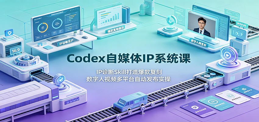 Codex自媒体IP系统课：IP诊断Skill打造爆款复刻，数字人视频多平台自动发布实操-赛德副业库