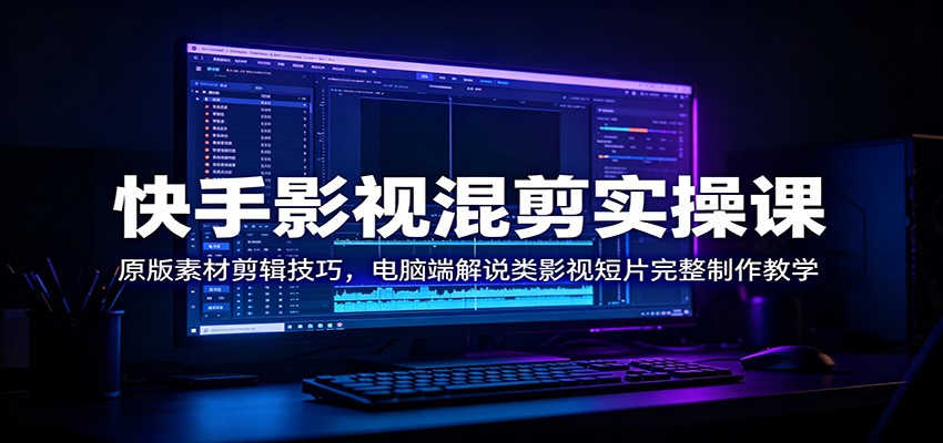 快手影视混剪实操课：原版素材剪辑技巧，电脑端解说类影视短片完整制作教学-赛德副业库