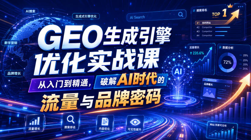 GEO生成引擎优化实战课,从入门到精通,破解AI时代的流量与品牌密码-赛德副业库