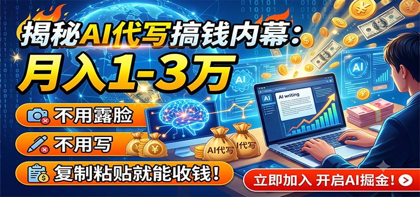 揭秘AI代写搞钱内幕:月入1-3万,不用露脸不用写,复制粘贴就能收钱!-赛德副业库