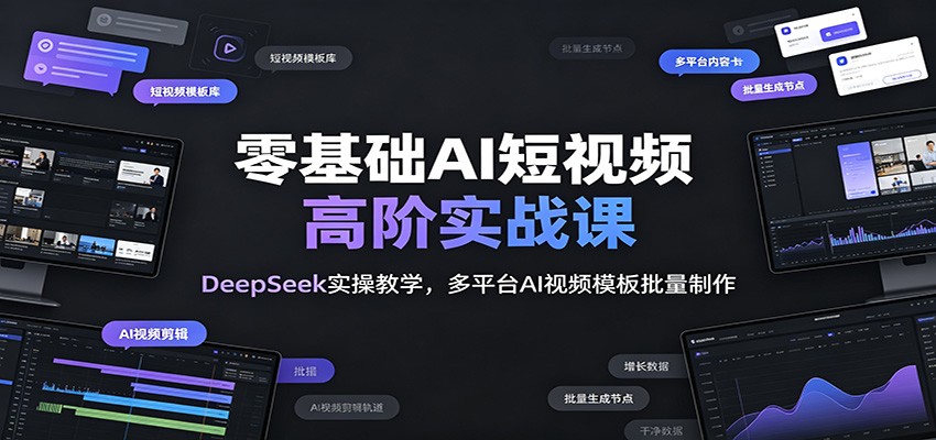 零基础AI短视频高阶实战课：DeepSeek实操教学，多平台AI视频模板批量制作-赛德副业库