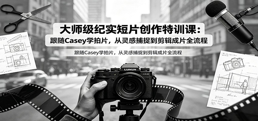大师级纪实短片创作特训课:跟随Casey学拍片,从灵感捕捉到剪辑成片全流程-赛德副业库