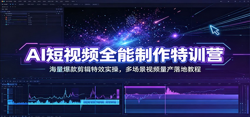 AI短视频全能制作特训营：海量爆款剪辑特效实操，多场景视频量产落地教程-赛德副业库