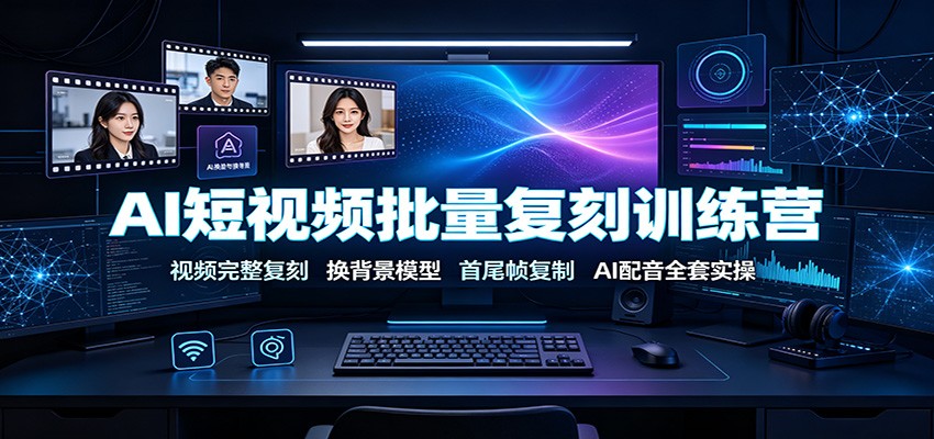 AI短视频批量复刻训练营:视频完整复刻,换背景模型、首尾帧复制、AI配音全套实操-赛德副业库