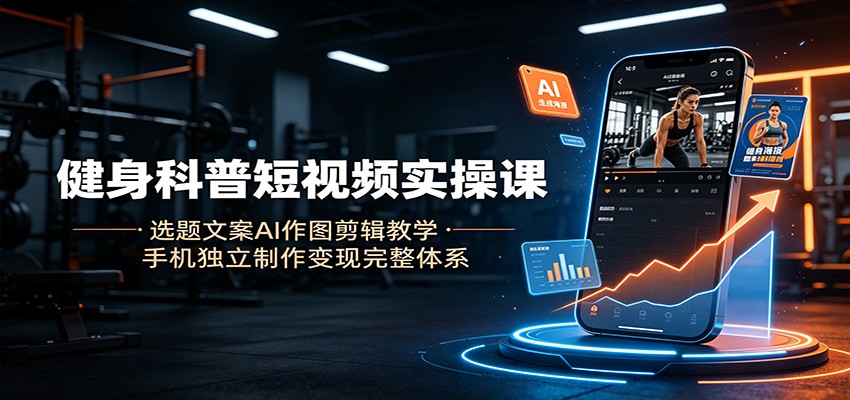 健身科普短视频实操课:选题文案AI作图剪辑教学,手机独立制作变现完整体系-赛德副业库