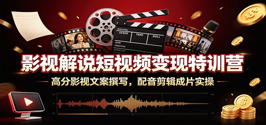 影视解说短视频变现特训营：高分影视文案撰写，配音剪辑成片实操-赛德副业库