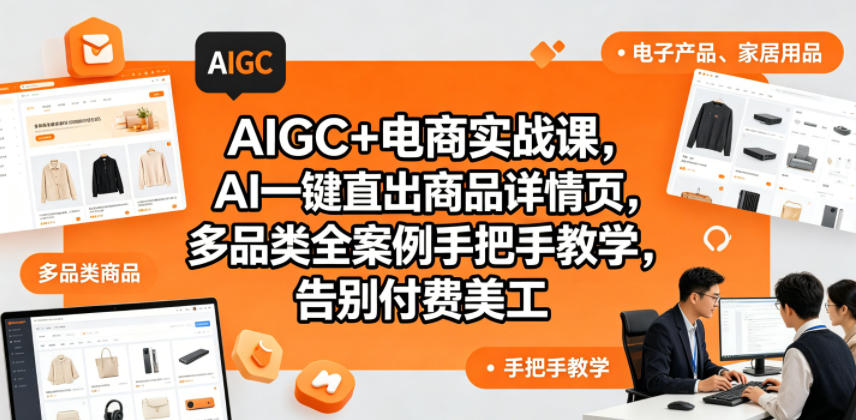 AIGC+电商实战课,AI一键直出商品详情页,多品类全案例手把手教学,告别付费美工(更新0704)-赛德副业库