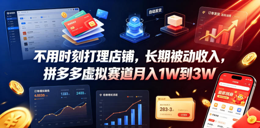 不用时刻打理店铺，长期被动收入，拼多多虚拟赛道月入1W到3W【揭秘】-赛德副业库