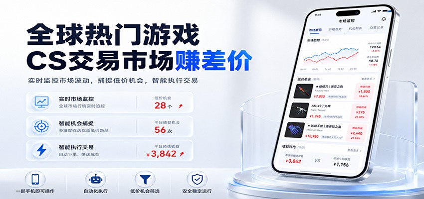 全球热门游戏CS交易市场赚差价，一个账号一部手机即可稳定运行，月入过万-赛德副业库