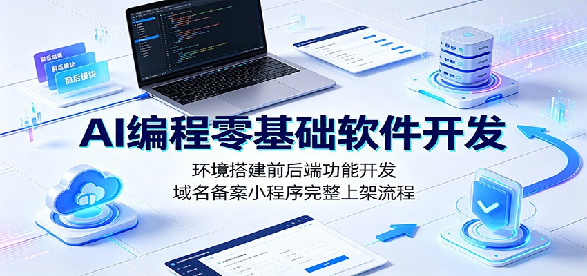 AI编程零基础软件开发：环境搭建前后端功能开发，域名备案小程序完整上架流程-赛德副业库