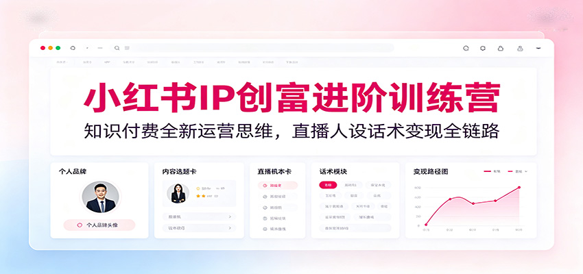 小红书IP创富进阶训练营:知识付费全新运营思维,直播人设话术变现全链路-赛德副业库
