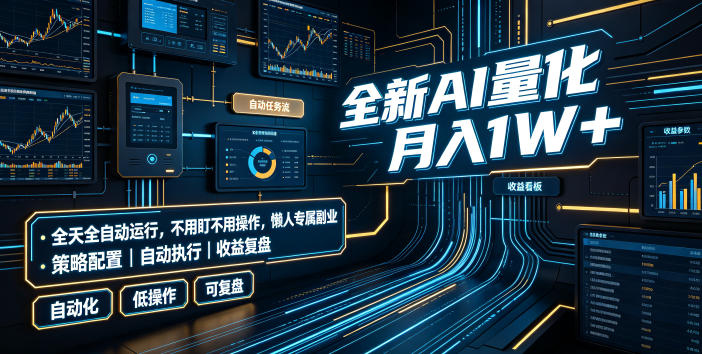 全新AI量化月入1W+,全天全自动运行,不用盯不用操作,懒人专属副业!【揭秘】-赛德副业库