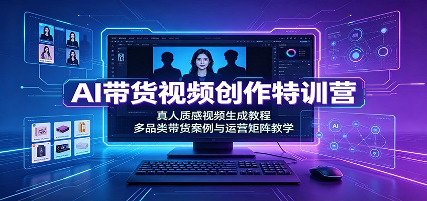 AI带货视频创作特训营：真人质感视频生成教程，多品类带货案例与运营矩阵教学-赛德副业库