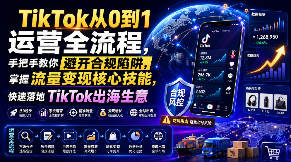 TikTok从0到1运营全流程，手把手教你避开合规陷阱，掌握流量变现核心技能，快速落地TikTok出海生意（更新7月）-赛德副业库