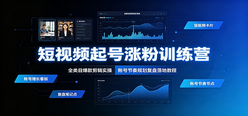 短视频起号涨粉训练营:全类目爆款剪辑实操,账号节奏规划复盘落地教程-赛德副业库