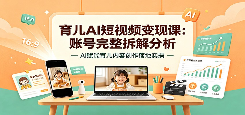 育儿AI短视频变现课:账号完整拆解分析,AI赋能育儿内容创作落地实操-赛德副业库
