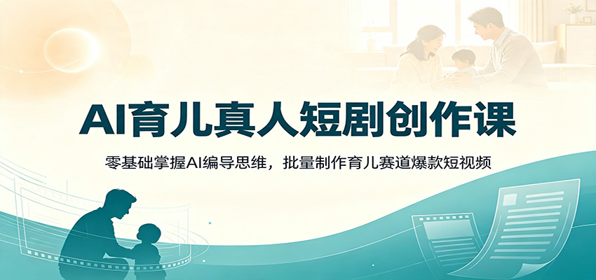 AI育儿真人短剧创作课:零基础掌握AI编导思维,批量制作育儿赛道爆款短视频-赛德副业库