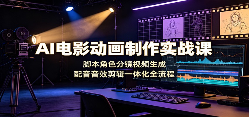 AI电影动画制作实战课:脚本角色分镜视频生成,配音音效剪辑一体化全流程-赛德副业库
