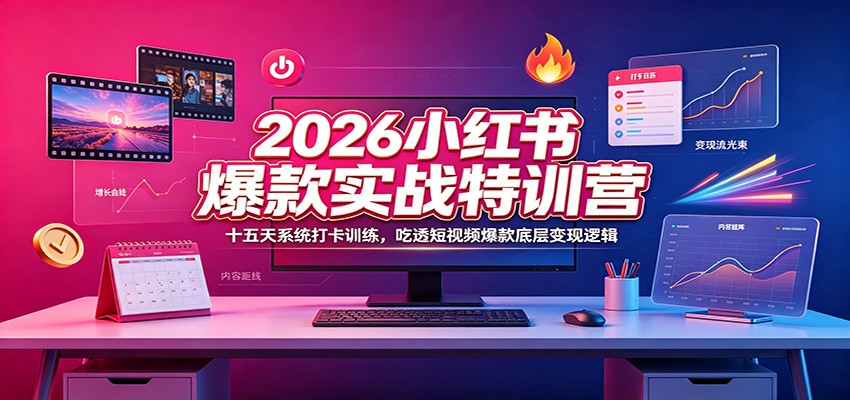 2026小红书爆款实战特训营：十五天系统打卡训练，吃透短视频爆款底层变现逻辑-赛德副业库