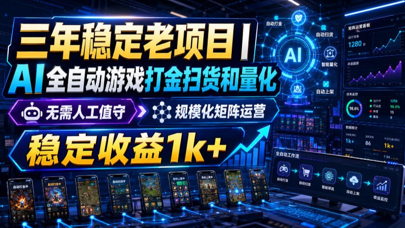 稳定三年的海外游戏全自动搬砖玩法，日入千元，无脑操作！-赛德副业库