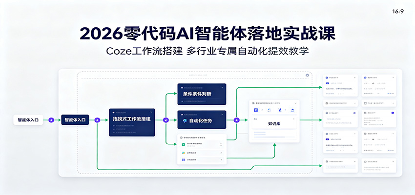 2026零代码AI智能体落地实战课:Coze工作流搭建,多行业专属自动化提效教学-赛德副业库