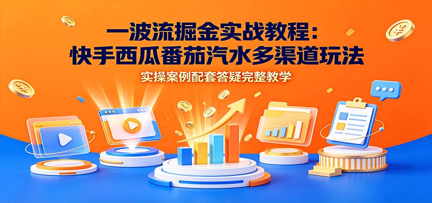 一波流掘金实战教程:快手西瓜番茄汽水多渠道玩法,实操案例配套答疑完整教学-赛德副业库