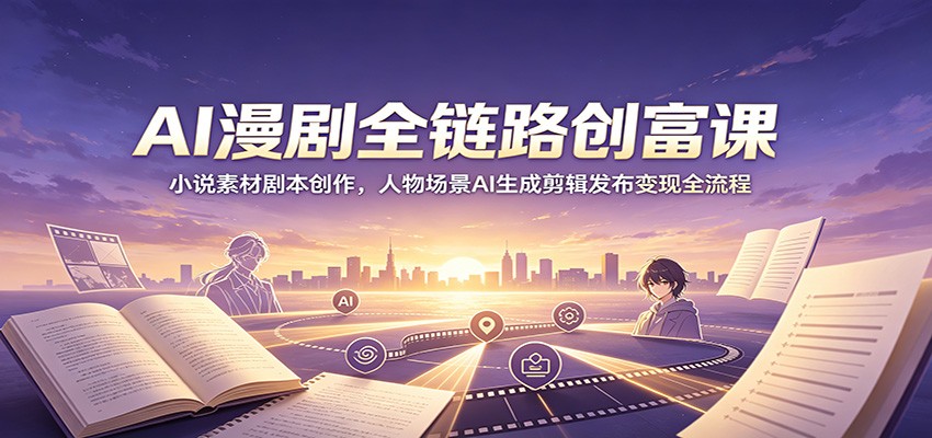 AI漫剧全链路创富课:小说素材剧本创作,人物场景AI生成剪辑发布变现全流程-赛德副业库