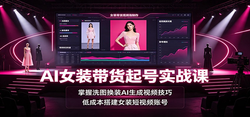 AI女装带货起号实战课:掌握洗图换装AI生成视频技巧,低成本搭建女装短视频账号-赛德副业库