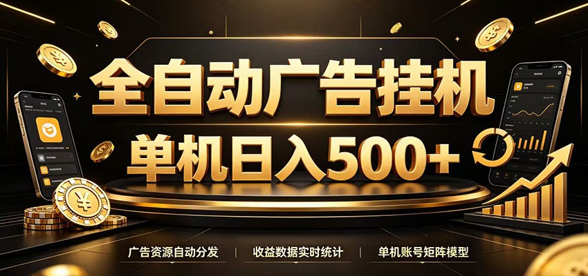 全自动广告挂机,每天24小时不停的去看广告获取收益,单机500+-赛德副业库