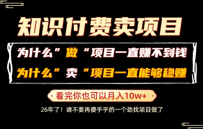 普通人为什么能够靠卖项目轻松月入10W+，而做项目却容易成炮灰，卖项目为什么能够稳賺不赔？【揭秘】-赛德副业库