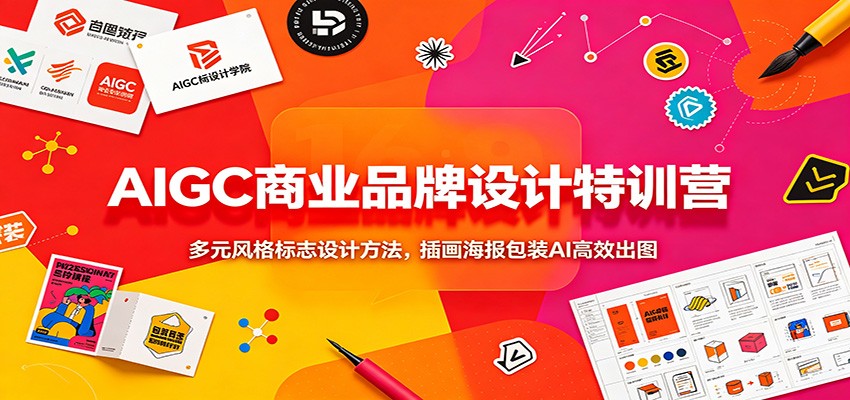AIGC商业品牌设计特训营：多元风格标志设计方法，插画海报包装AI高效出图-赛德副业库