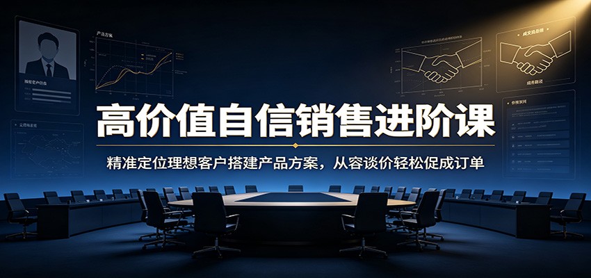 高价值自信销售进阶课：精准定位理想客户搭建产品方案，从容谈价轻松促成订单-赛德副业库