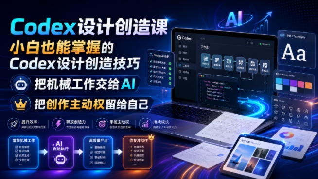 Codex设计创造课,小白也能掌握的Codex设计创造技巧,把机械工作交给AI,把创作主动权留给自己-赛德副业库
