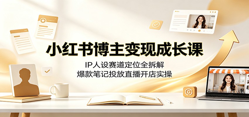 小红书博主变现成长课:IP人设赛道定位全拆解,爆款笔记投放直播开店实操-赛德副业库
